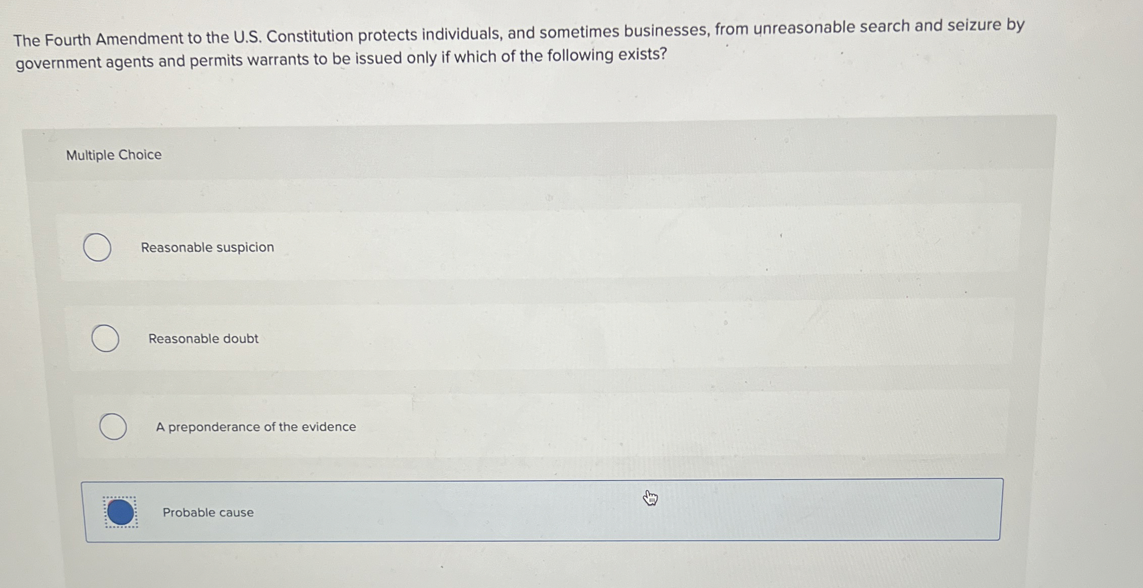 The Fourth Amendment to the U . S . Constitution