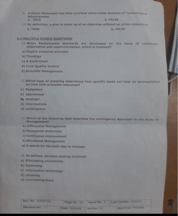 0. A Vision Statement has little practical value