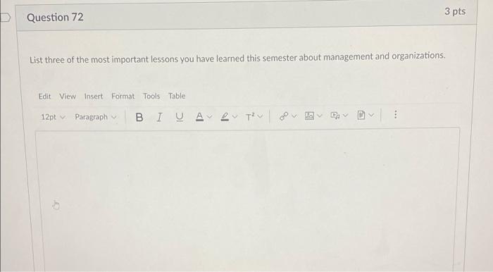 D Question 75 O pts List at least three