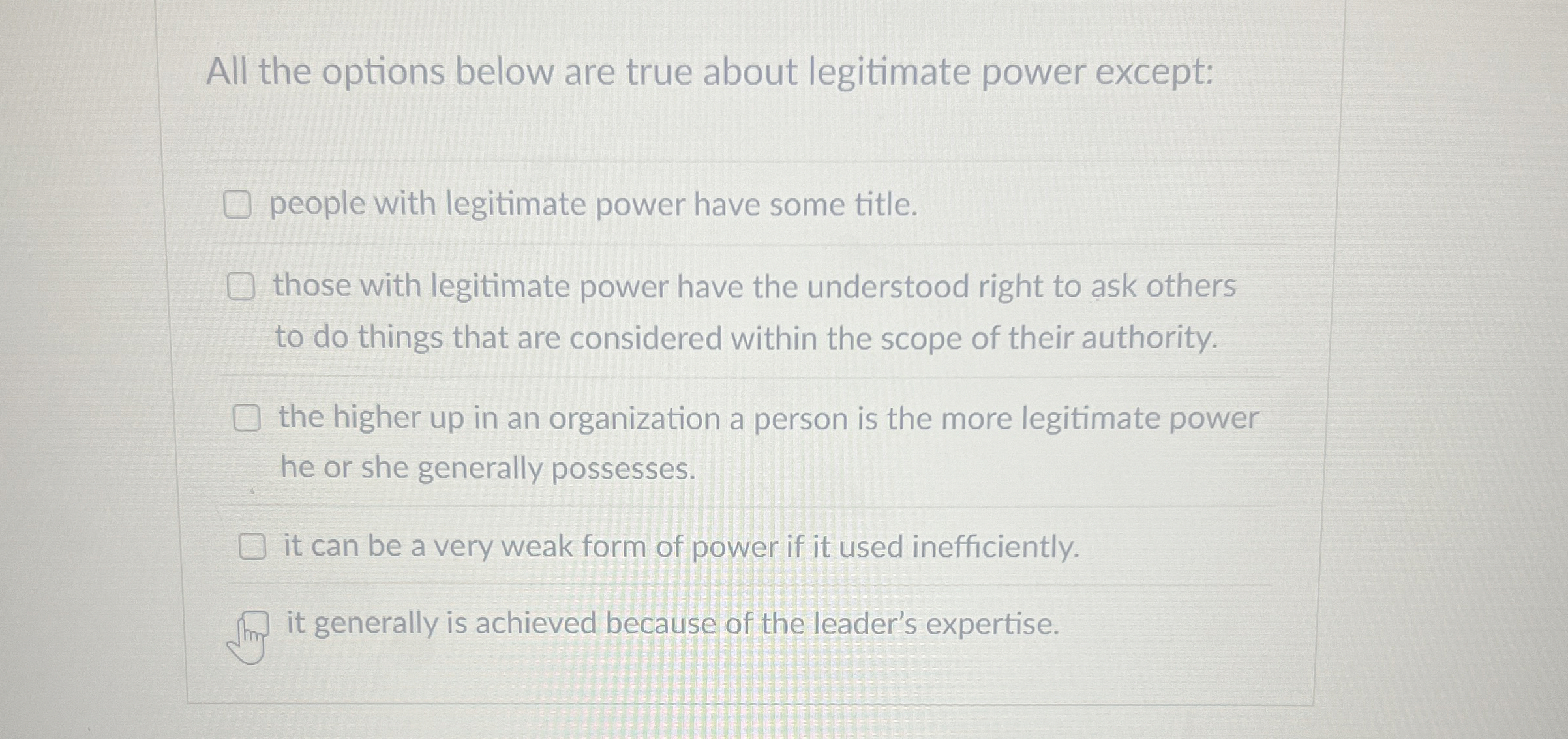 All the options below are true about legitimate