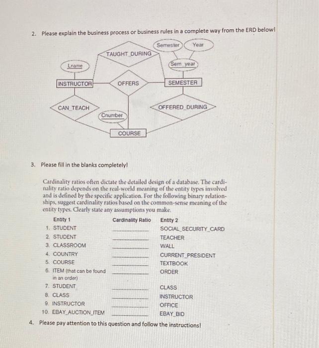 2. Please explain the business process or