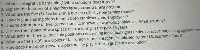 1. What is integrative bargaining? What solutions
