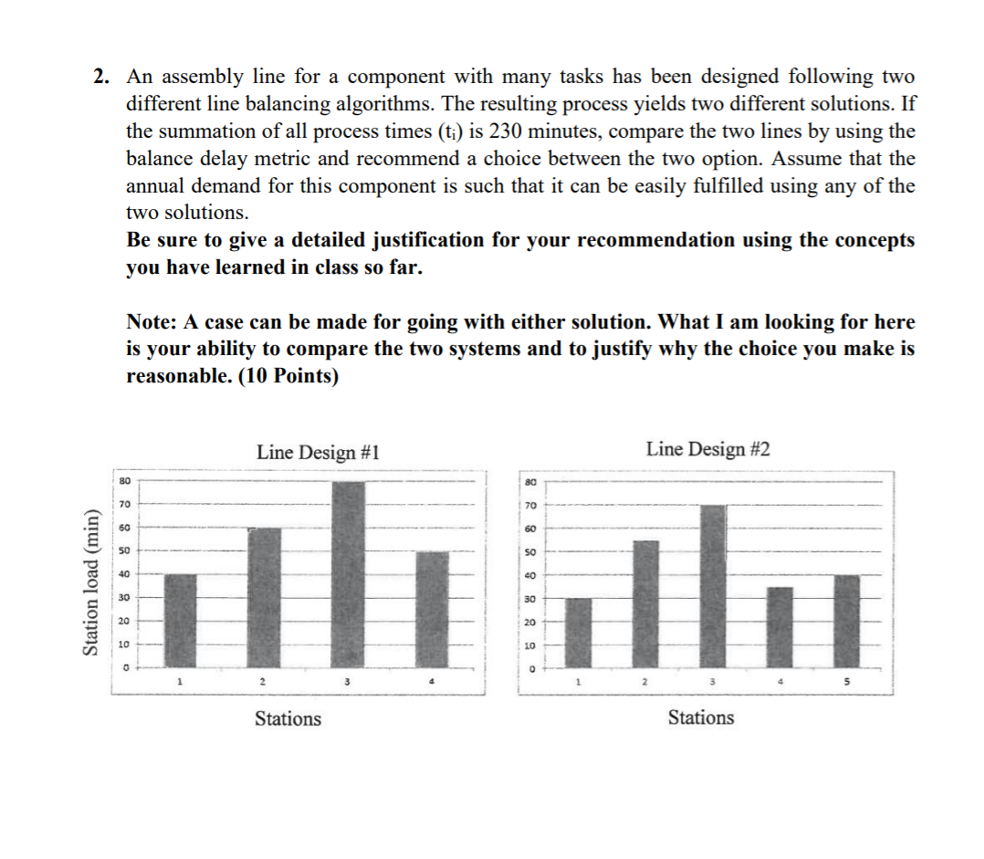 2. An assembly line for a component with many