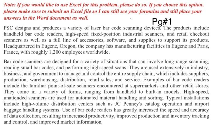 Note: If you would like to use Excel for this