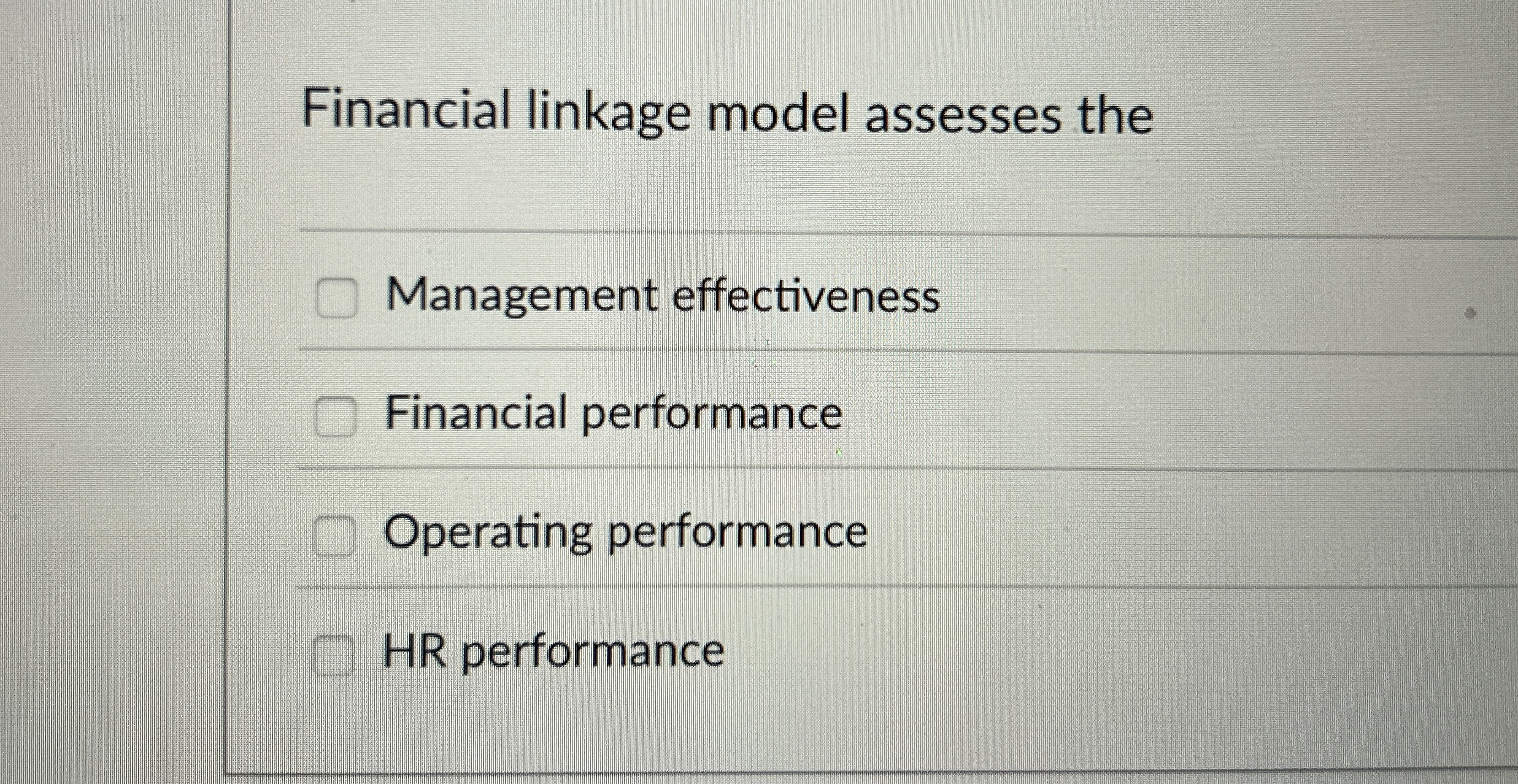 Financial linkage model assesses the Management