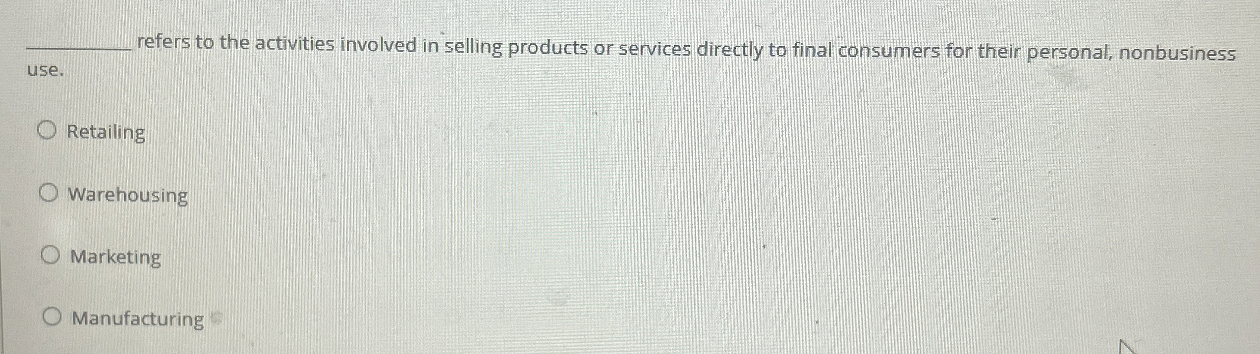 refers to the activities involved in selling