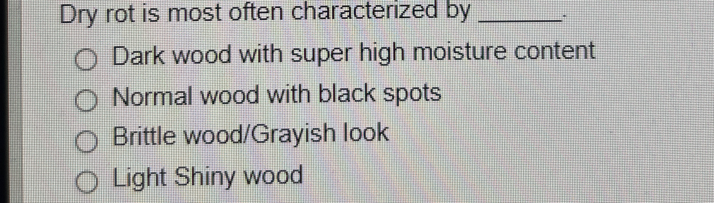 Dry rot is most often characterized by q , Dark