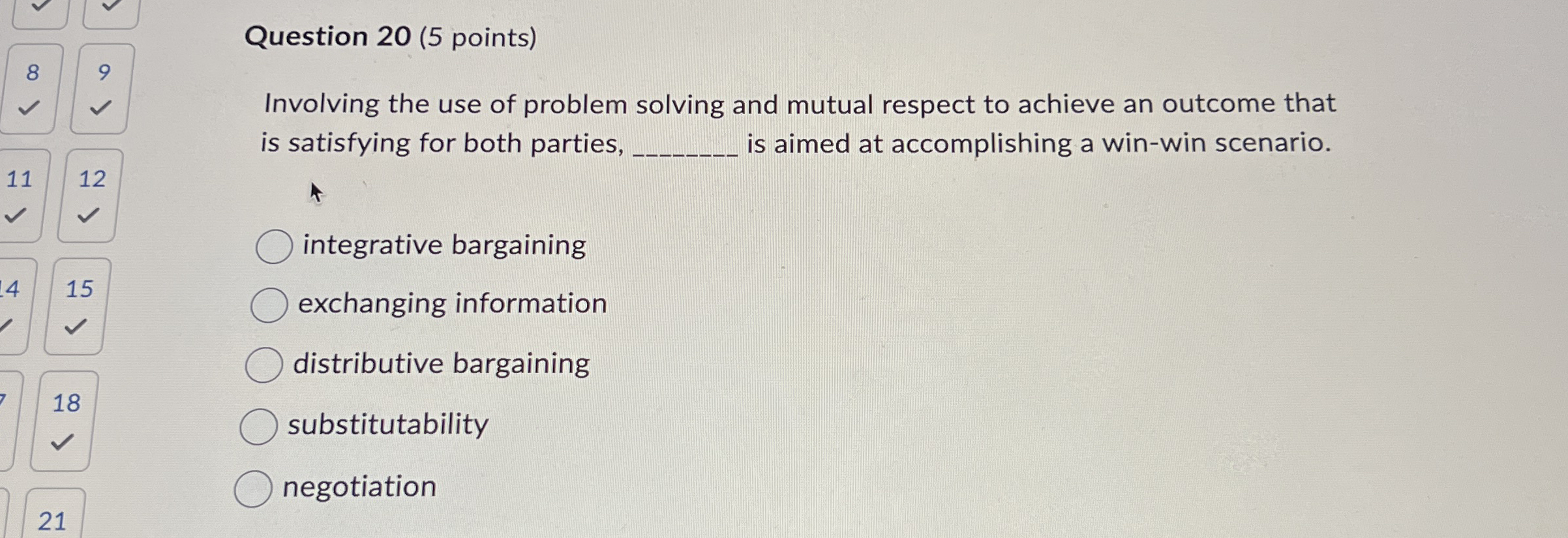 Question 2 0 ( 5 points ) Involving the use of