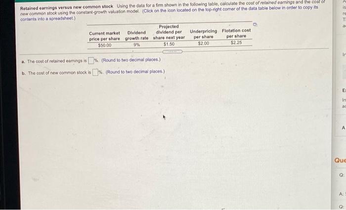 Help please 15 Retained earnings versus new