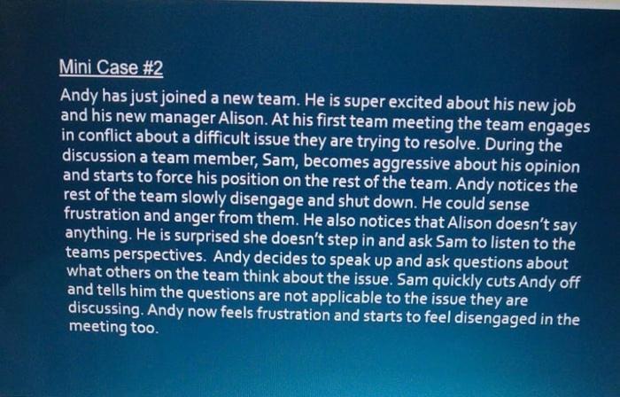 its an organizational bheviour course question