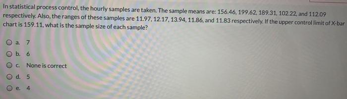 what is the answer ? In statistical process