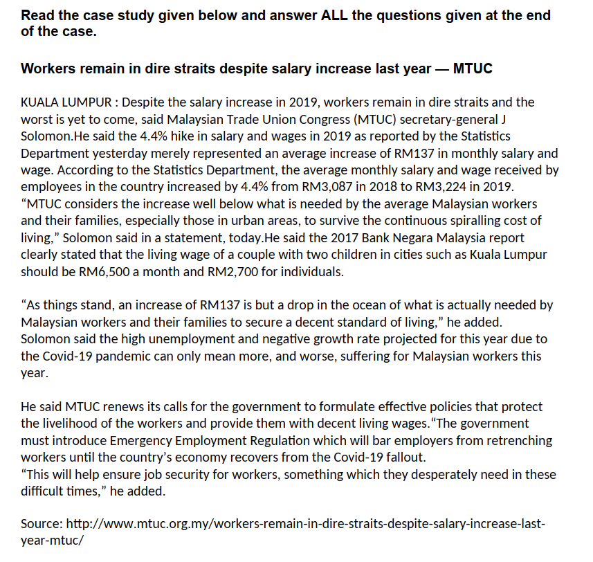 Read the case study given below and answer ALL