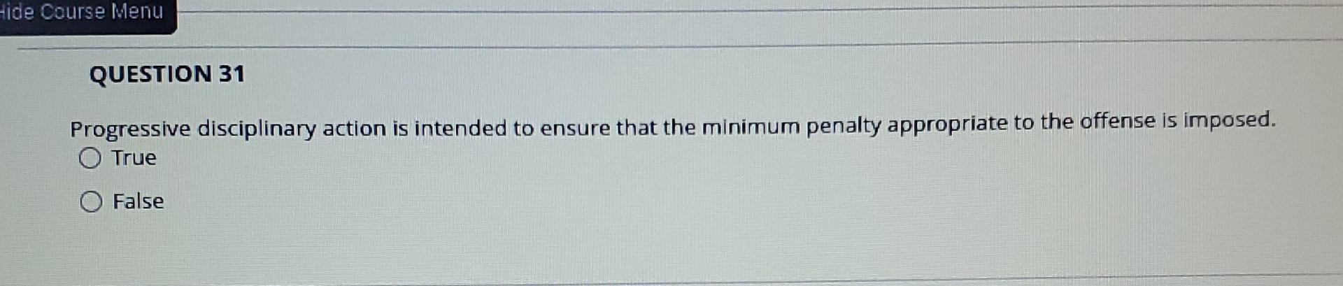 Course Menu QUESTION 3 1 Progressive disciplinary