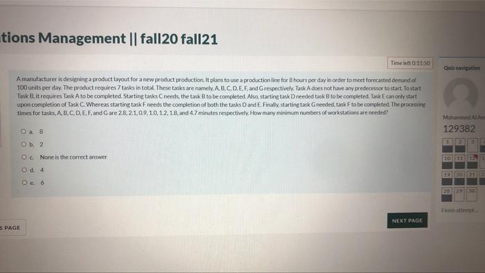tions Management || fall20 fall21 Time left:1150