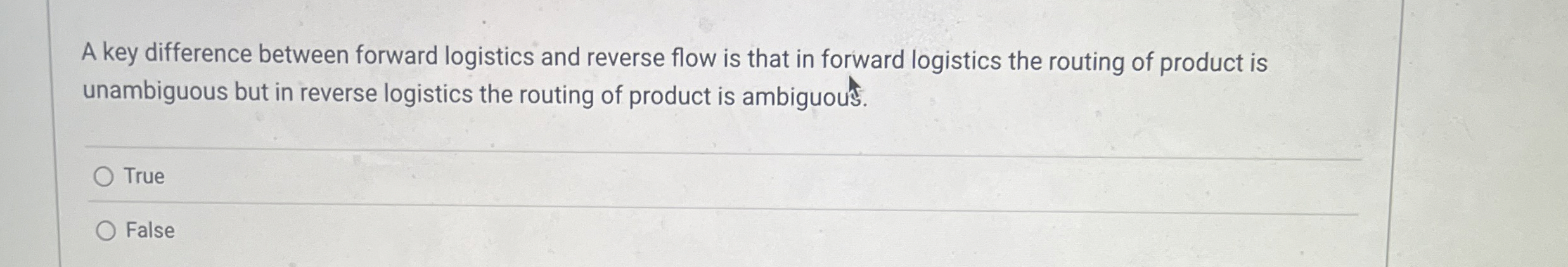 A key difference between forward logistics and