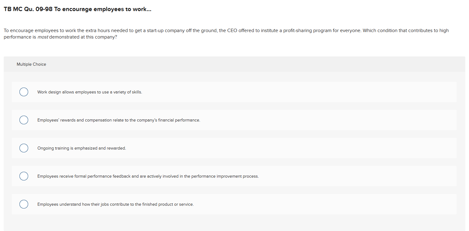 TB MC Qu . 0 9 - 9 8 To encourage employees to