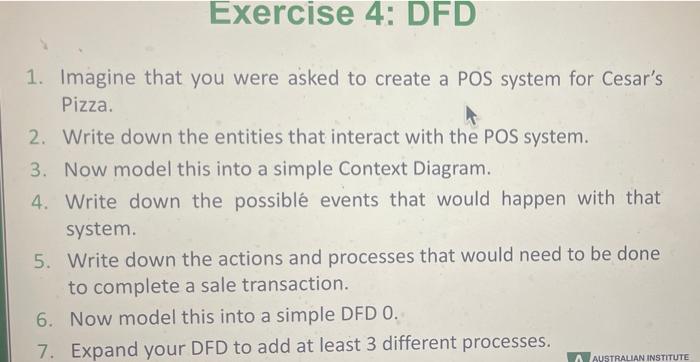 Exercise 4: DFD 1. Imagine that you were asked to