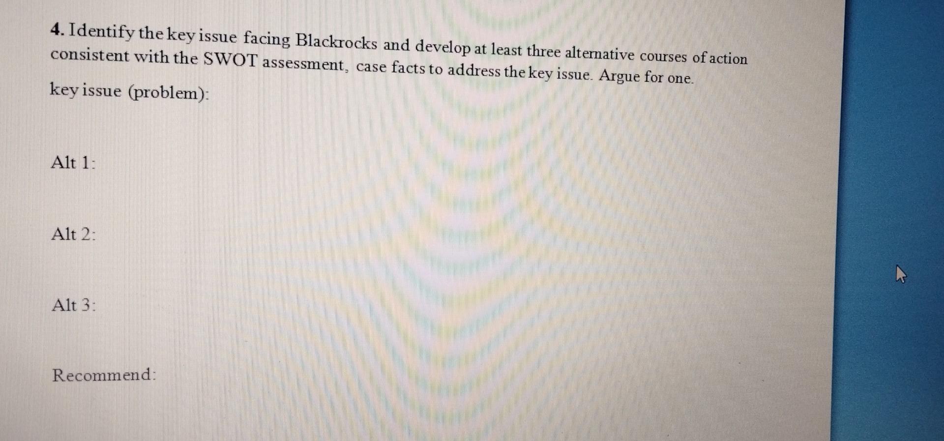 identify the Key issue facing blackrocks and