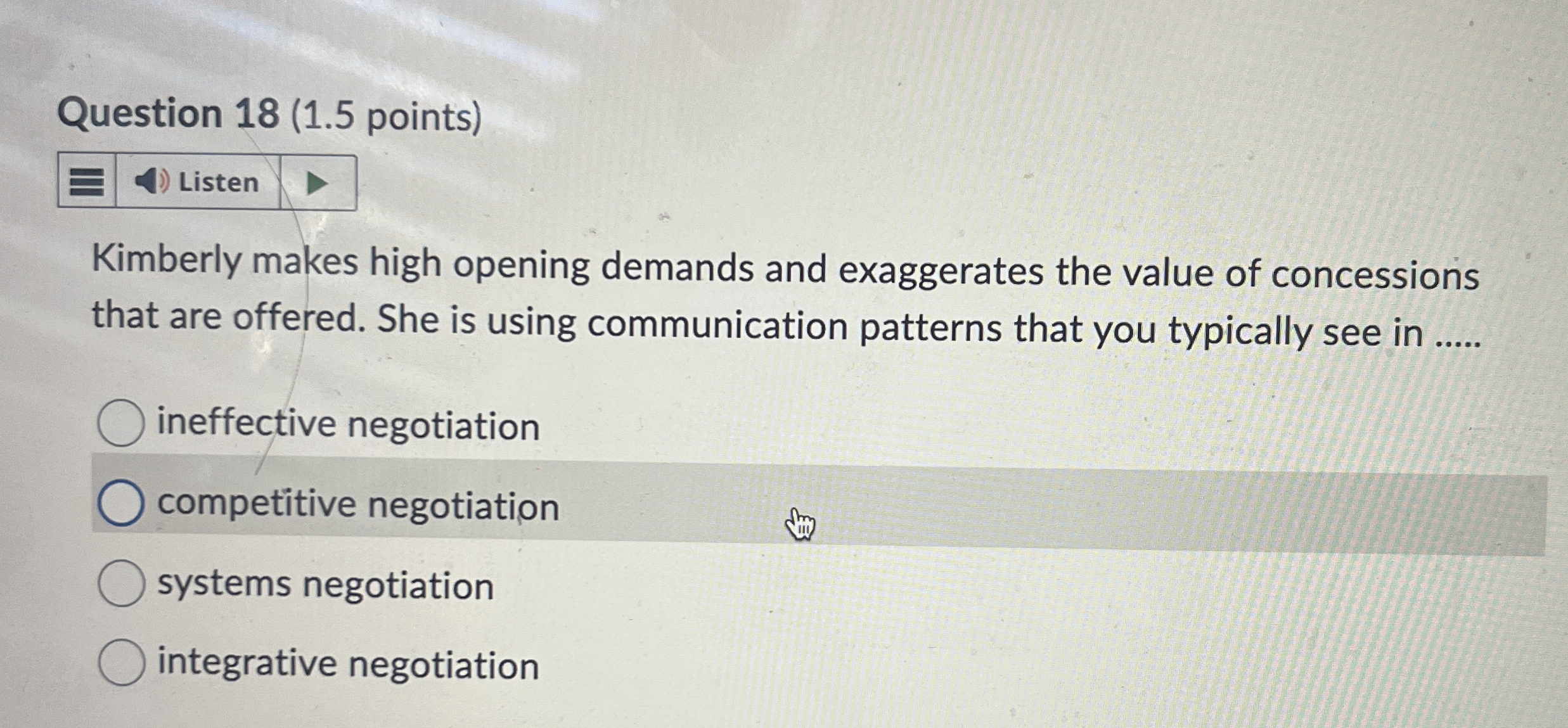 Question 1 8 ( 1 . 5 points ) Kimberly makes high