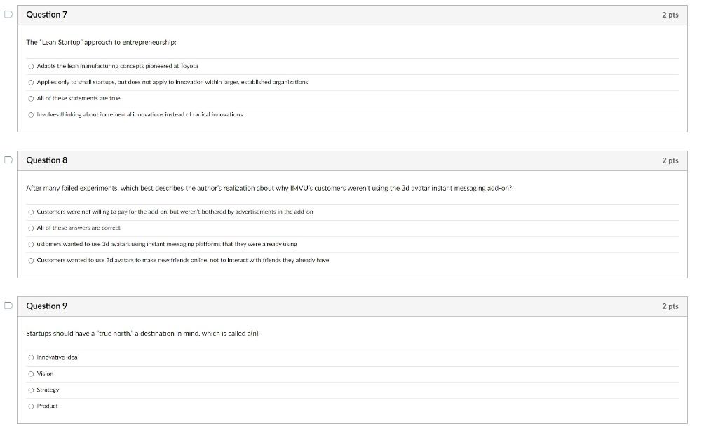 Please help me D Question 7 2 pts The "Lean