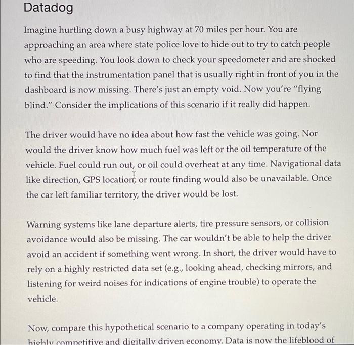 Datadog Imagine hurtling down a busy highway at