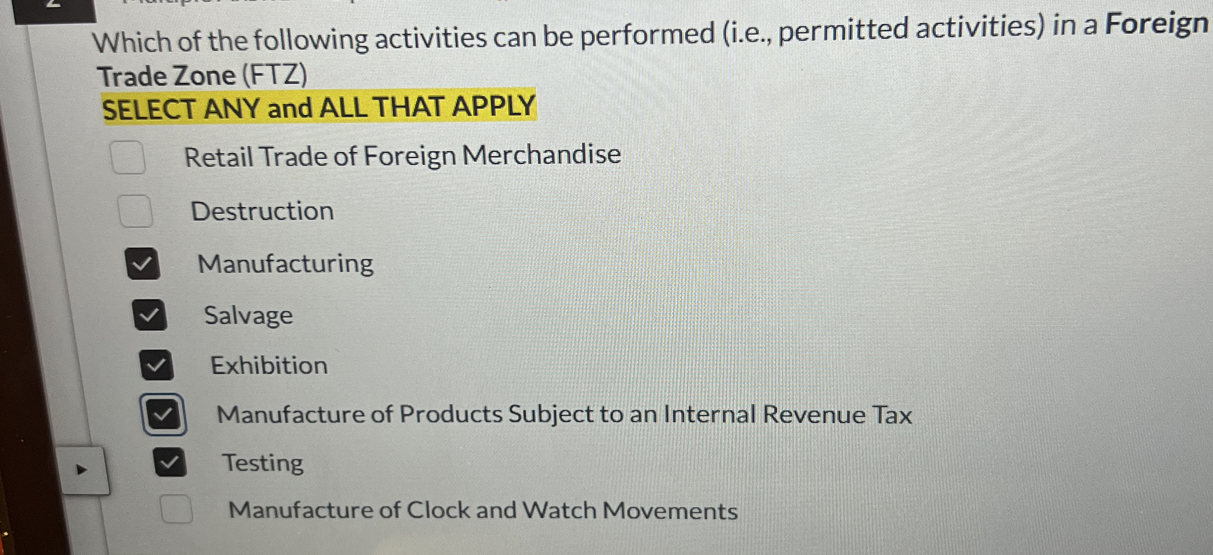 Which of the following activities can be