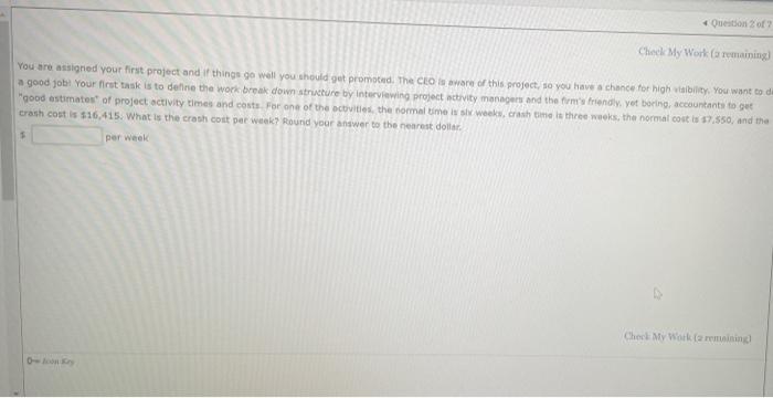 please help solve Question of Check My Work