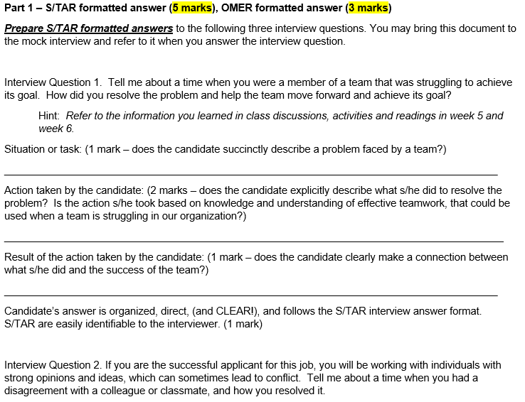 I need help with these interview questions Part 1