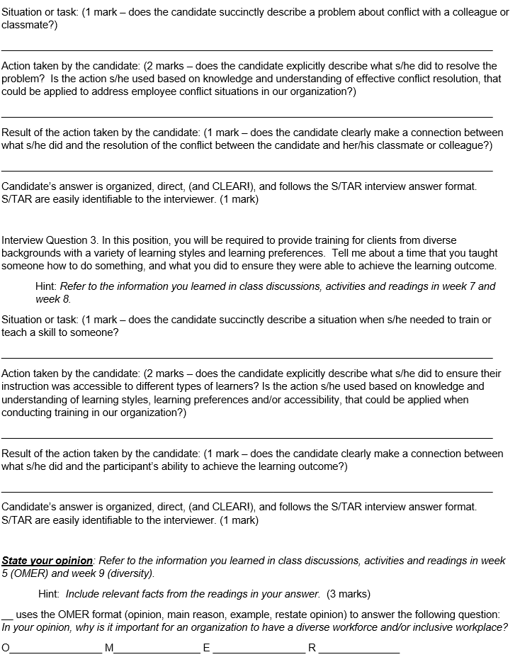 I need help with these interview questions Part 1