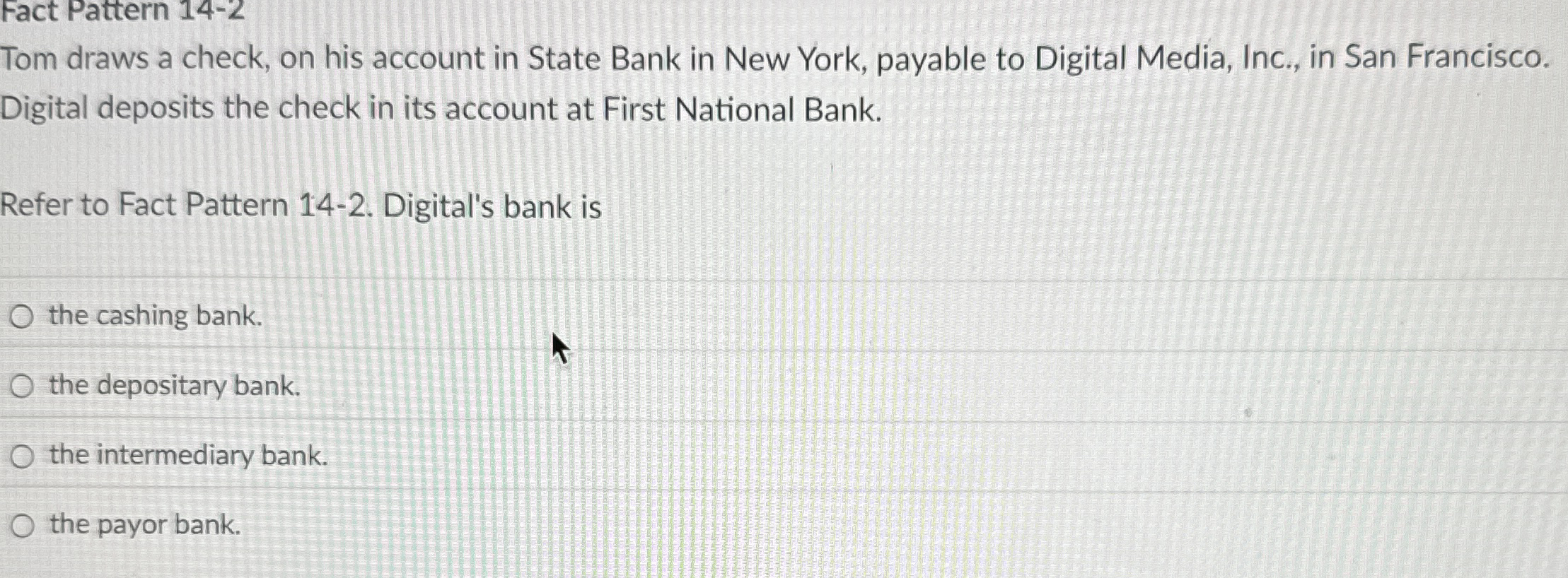 Fact Pattern 1 4 - 2 Tom draws a check, on his