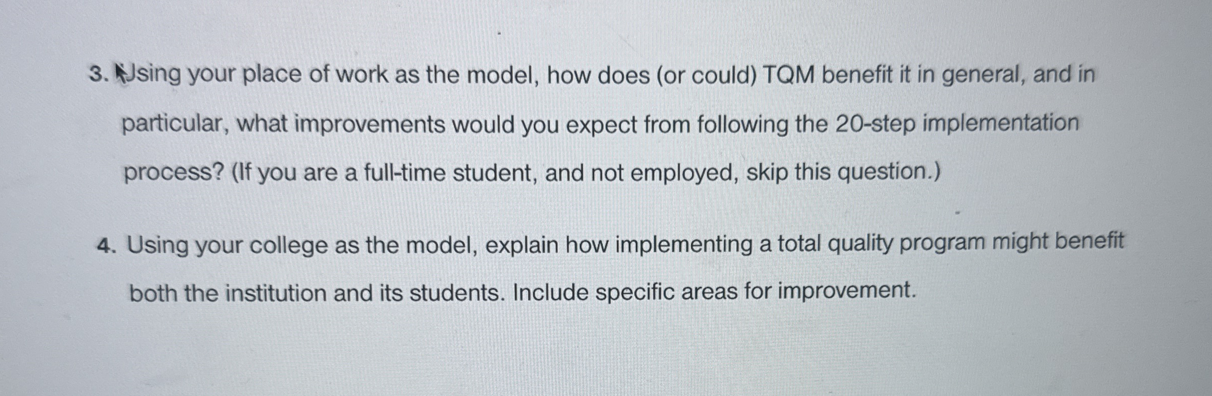 Asing your place of work as the model, how does (