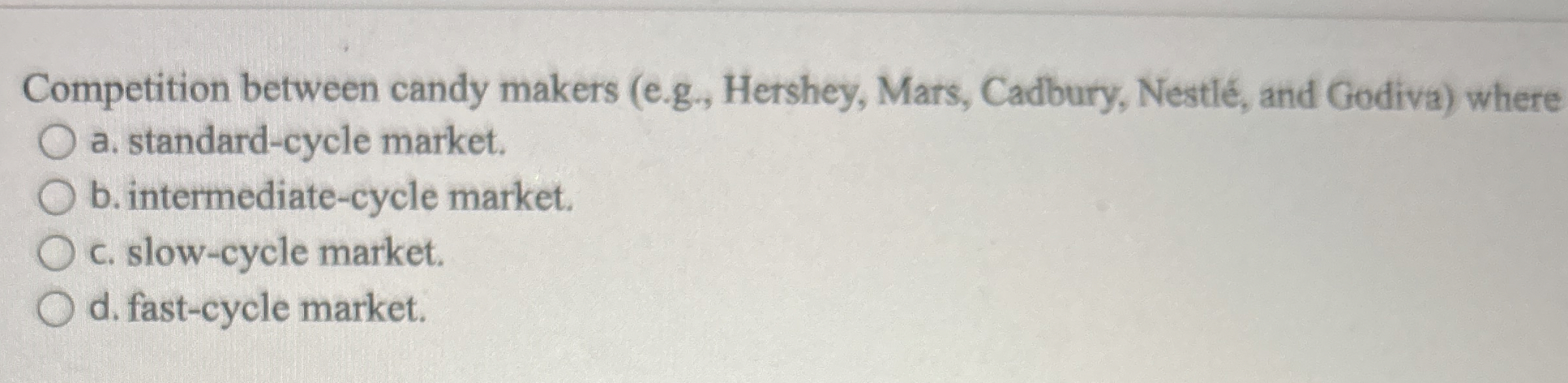 Competition between candy makers ( e . g . ,