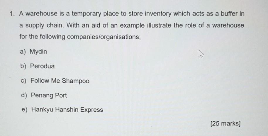 1. A warehouse is a temporary place to store