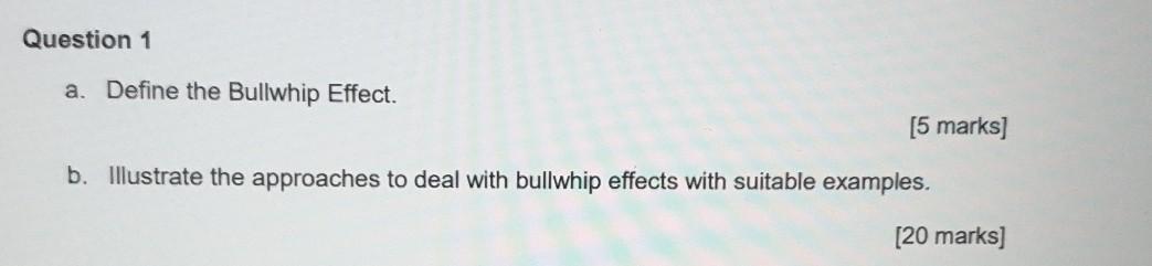 Question 1 a. Define the Bullwhip Effect. [5