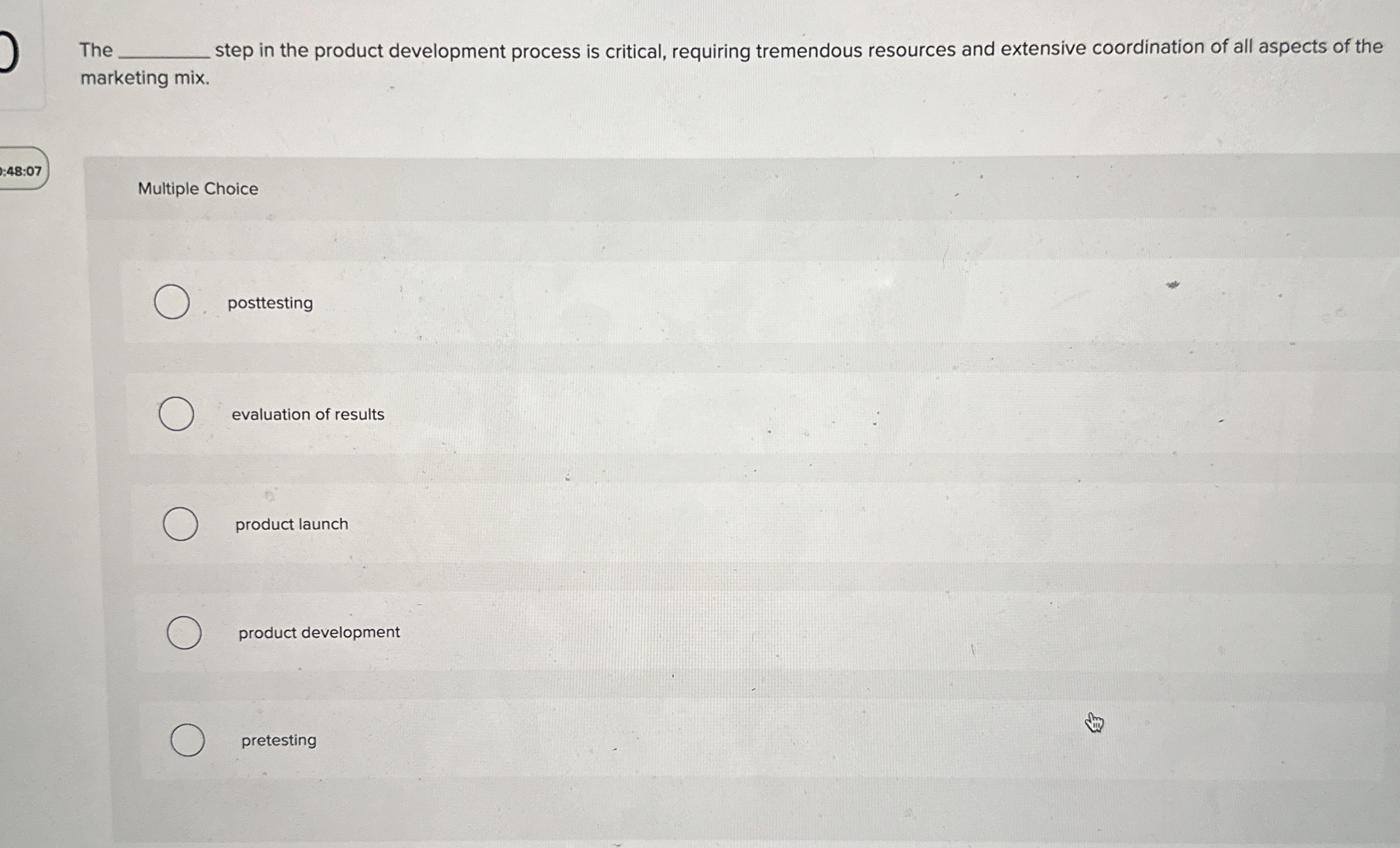 The q , step in the product development process