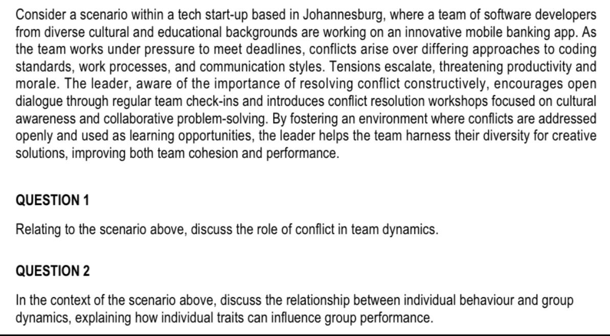 Consider a scenario within a tech start - up