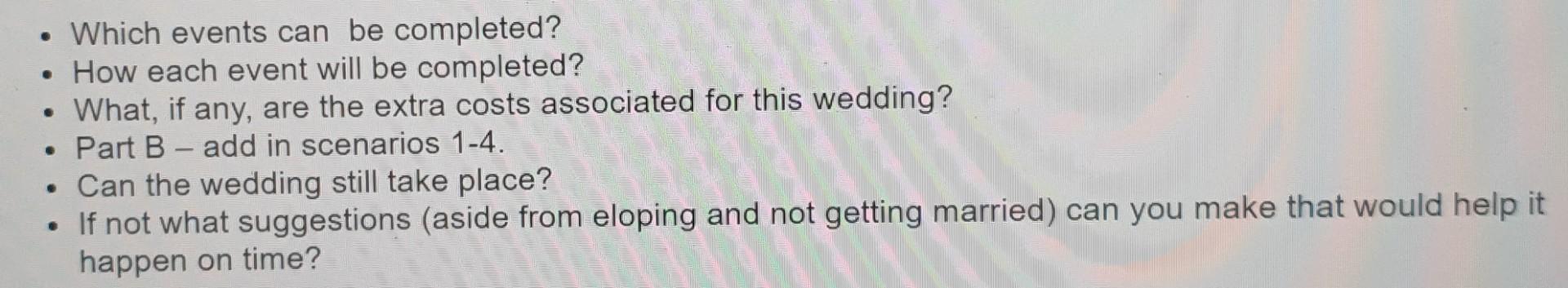 Which events can be completed? How each event