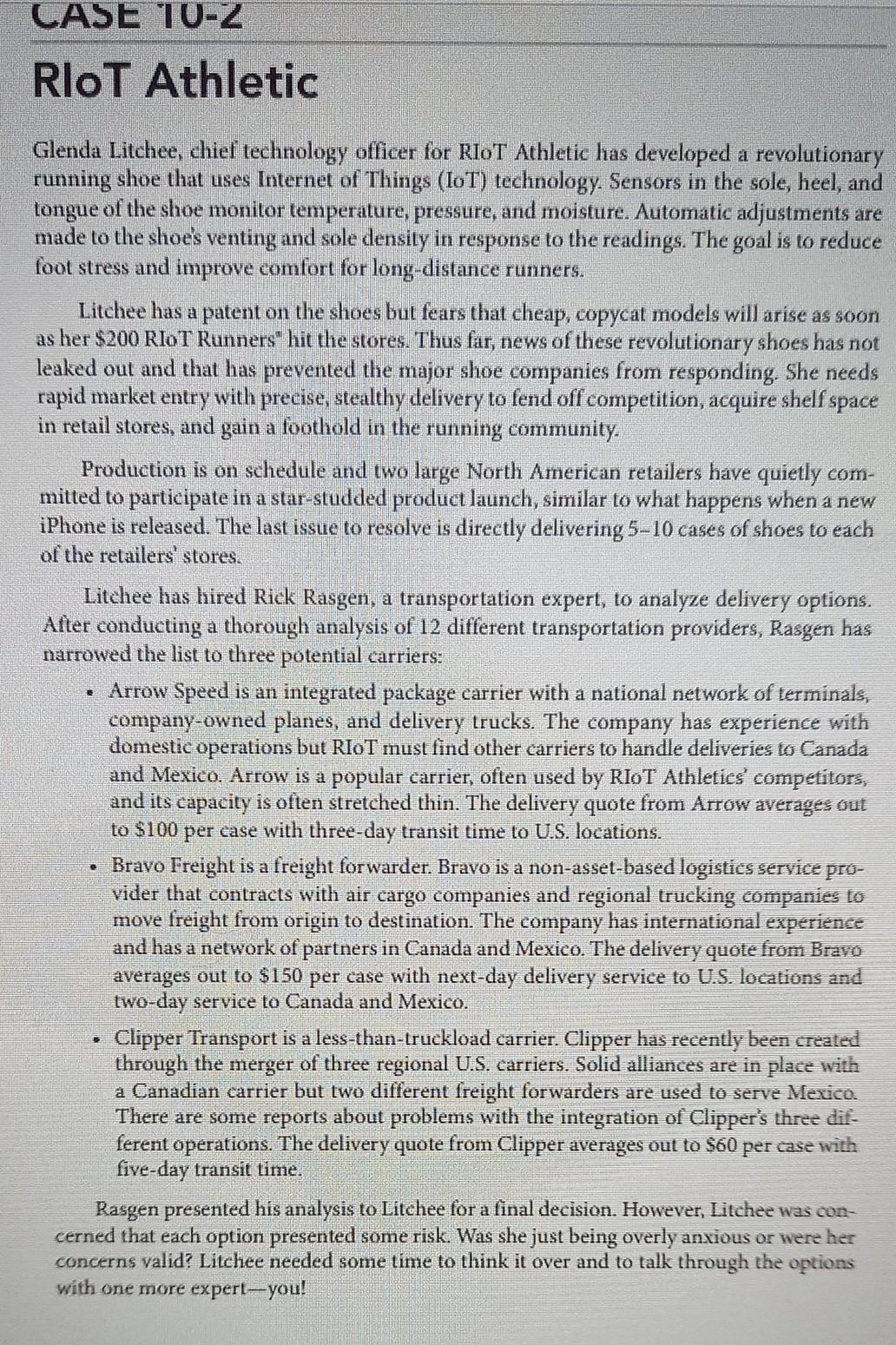 CASE 10-2 RIOT Athletic Glenda Litchee, chief