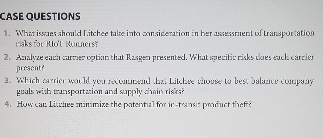 CASE 10-2 RIOT Athletic Glenda Litchee, chief