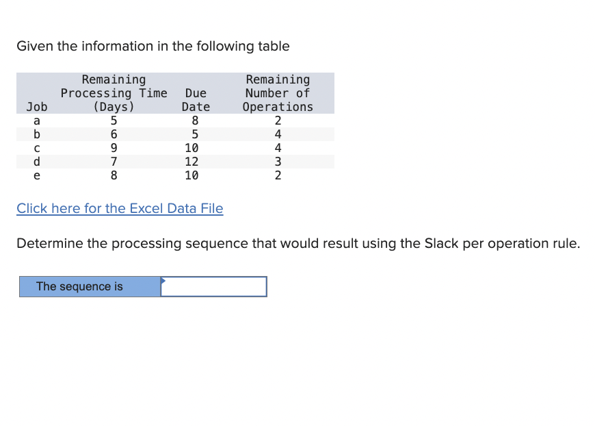Given the information in the following table