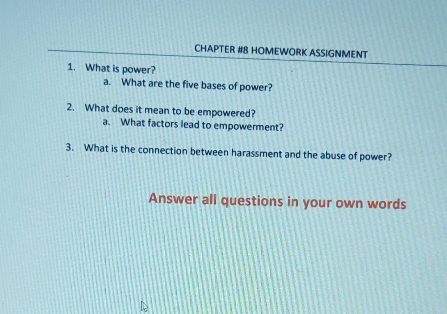 250 words approximately CHAPTER #8 HOMEWORK