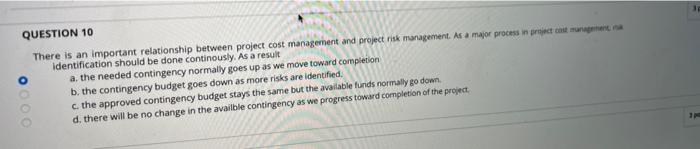 31 QUESTION 10 There is an important relationship