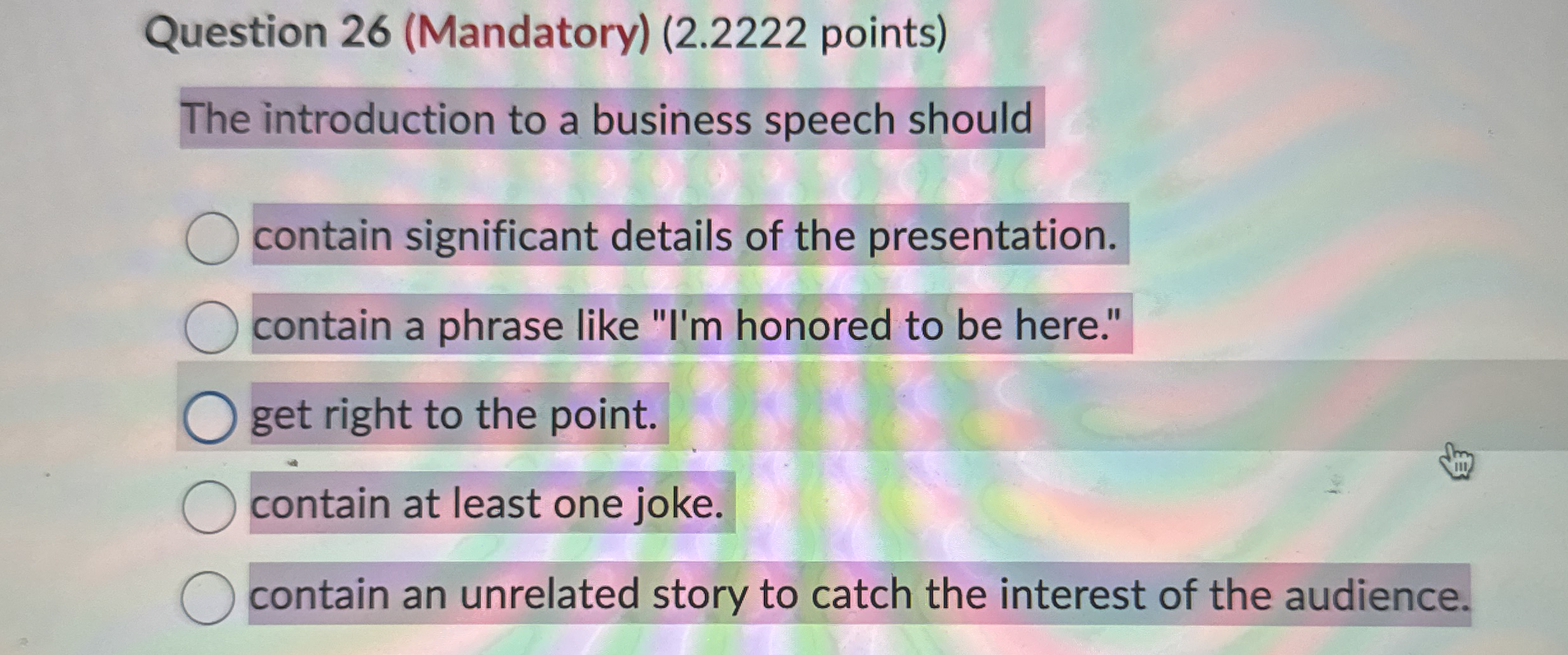 Question 2 6 ( Mandatory ) ( 2 . 2 2 2 2 points )