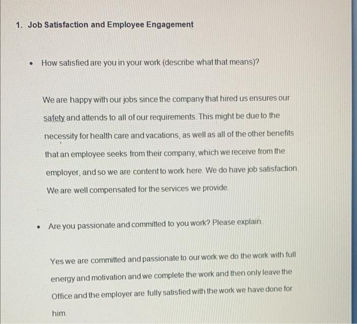 based on this interview question and answer write