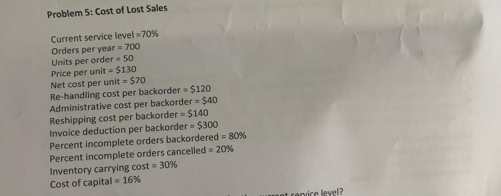 At which fill rate does lost cash flow