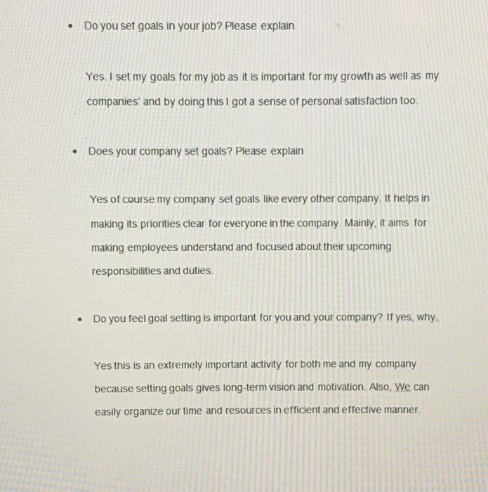 based on this interview question and answer write