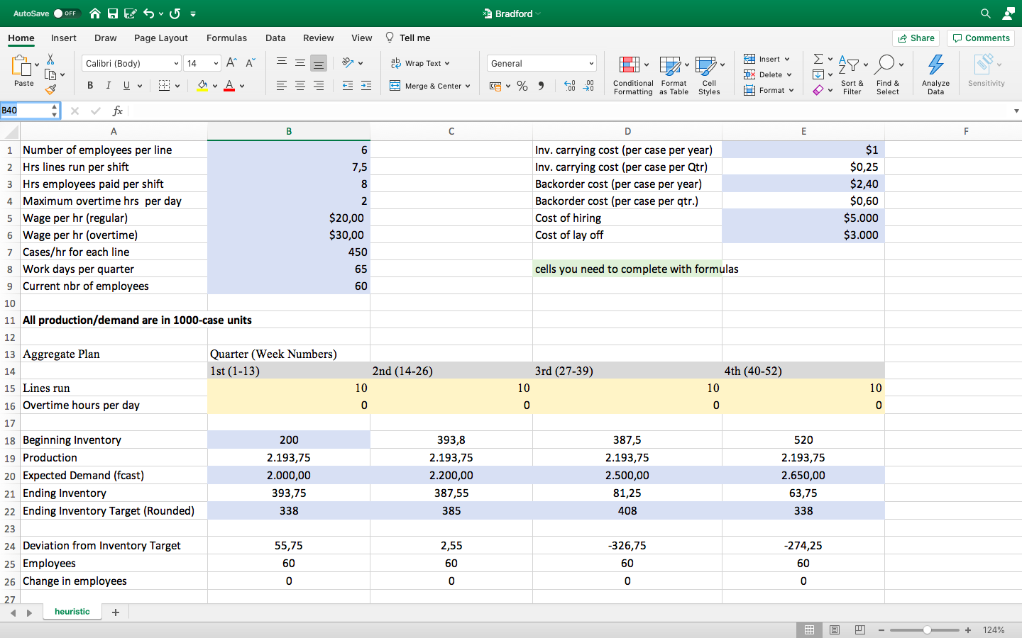 Prepare an aggregate plan for the coming year,