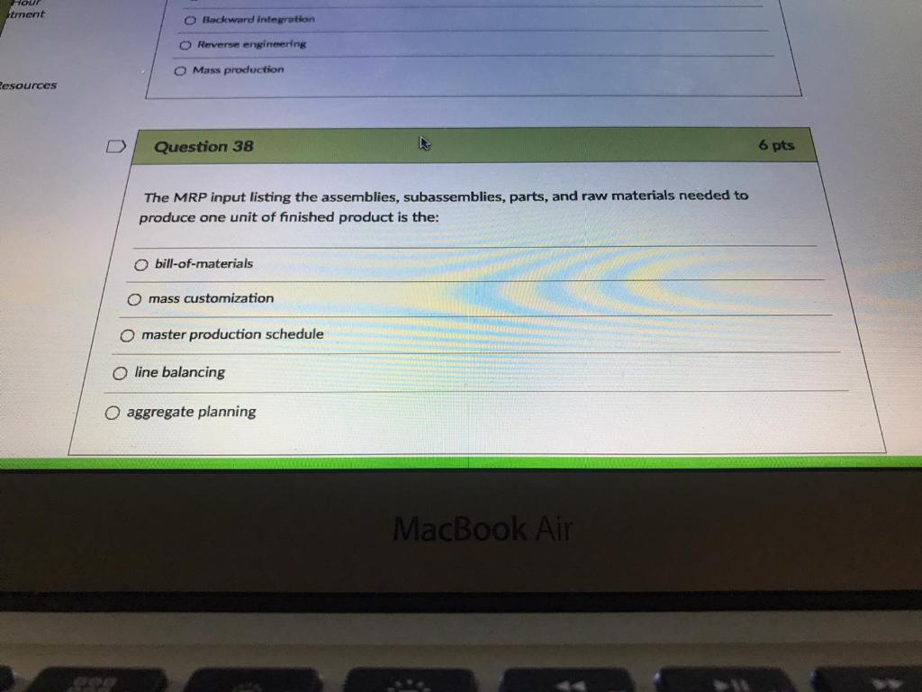 four stment O Backward integration Reverse