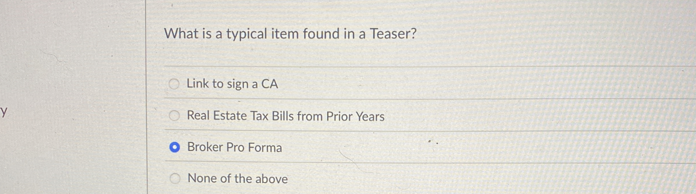 What is a typical item found in a Teaser? Link to