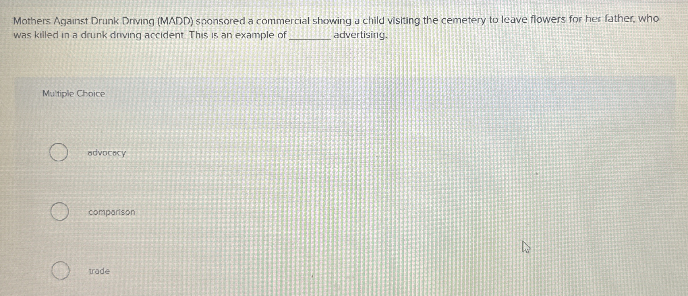 Mothers Against Drunk Driving ( MADD ) sponsored